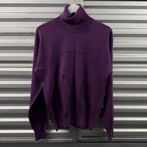Maison Margiela MM6 Cotton Blend Turtleneck Knit Sweater Purple Sz M